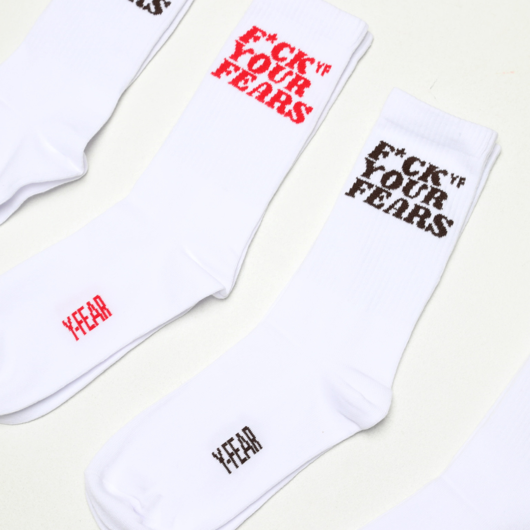 F*ck Your Fears Crew Sock Cherry Red